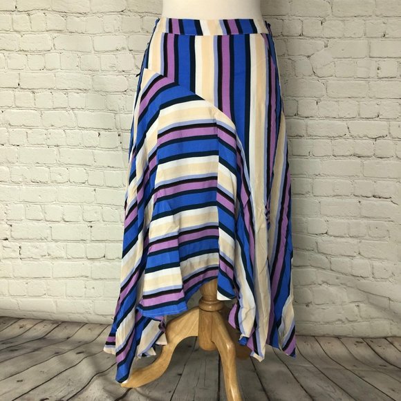 Astr Striped Midi Uneven Hem Skirt Size M - Picture 1 of 11